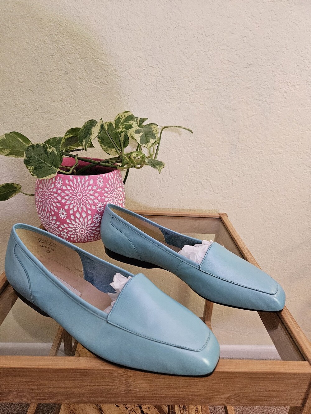 ENZO Angiolini Women’s Light Blue Leather Slip-On Loafers Sz 8